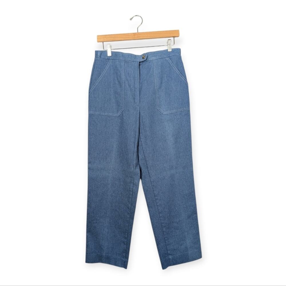 Vintage Koret Pants 10 Short Chambray High Waist Straight Leg Retro Casual